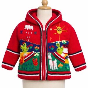 Knit Child's Hooded Sweater Beautiful Colours Size 2-5 Unisex